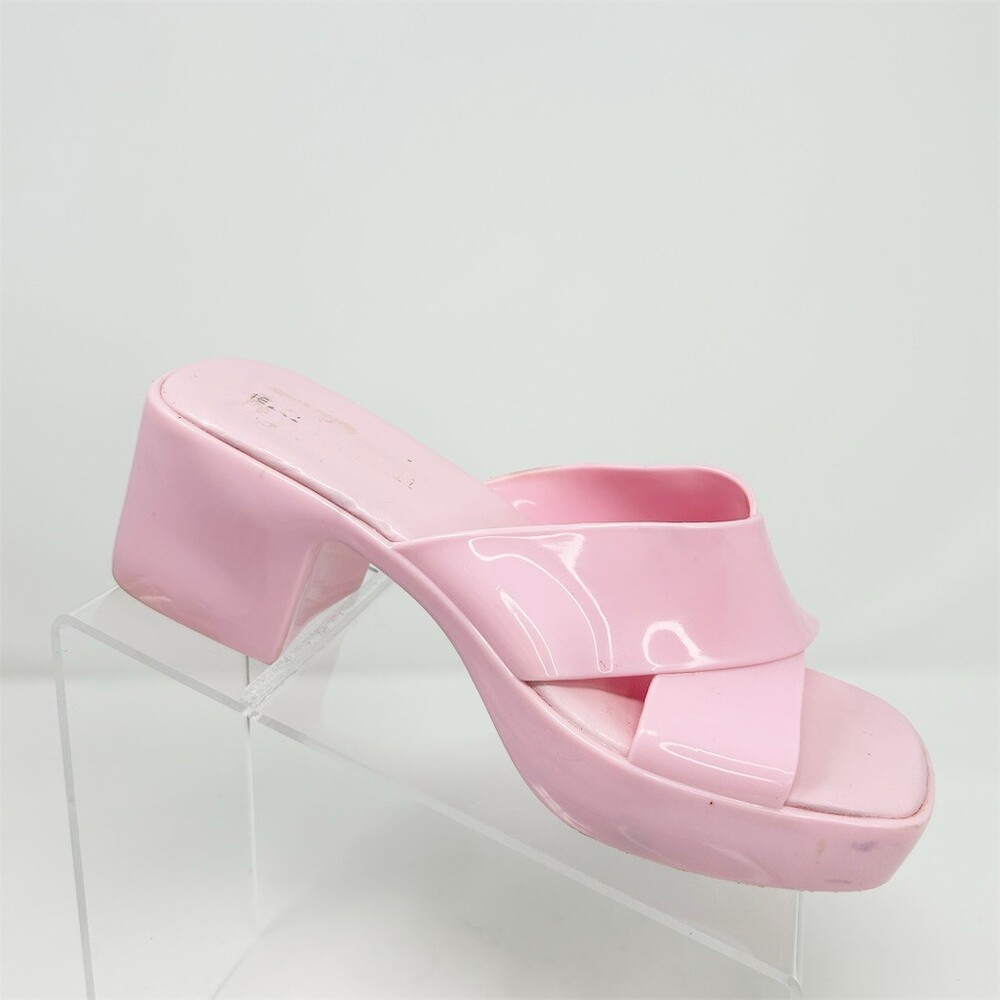 Jeffrey Campbell Womens Pink Platform Slide Sandals Block Heel Crisscross US 8